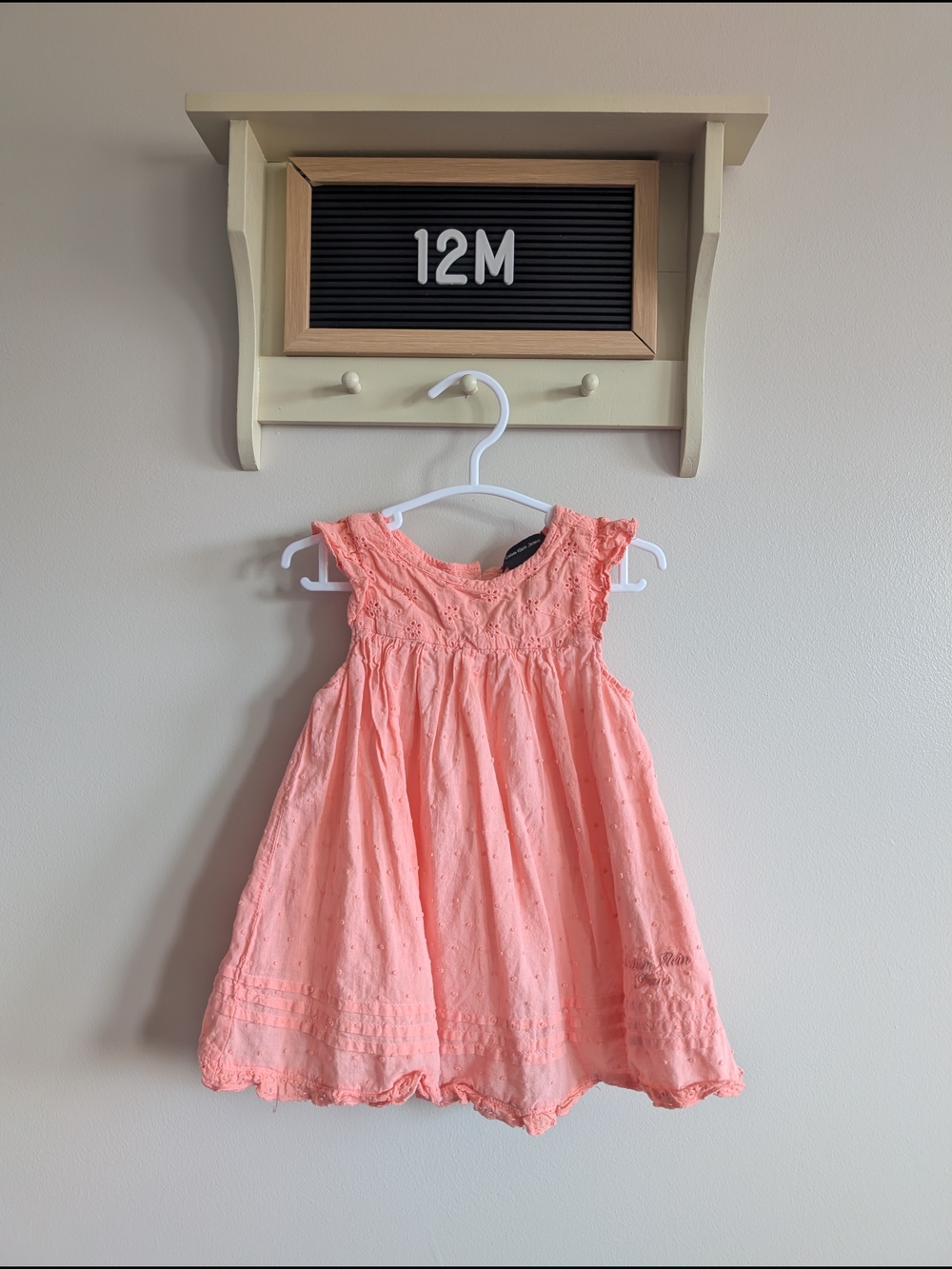 Calvin Klein Jeans Coral Pink Eyelet Toddler Dress